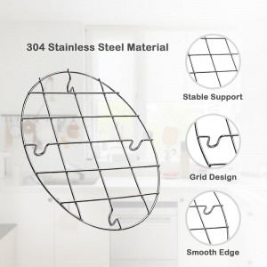 2 Pieces 304 Stainless Steel Cooling Racks, Roasting Rack, Multi-Purpose Cooking Rack Set for Baking, Roasting, Steaming and Cooling, Round and Oval Shapes Included