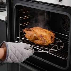 2 Pieces 304 Stainless Steel Cooling Racks, Roasting Rack, Multi-Purpose Cooking Rack Set for Baking, Roasting, Steaming and Cooling, Round and Oval Shapes Included