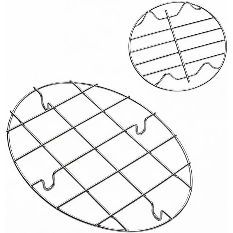 2 Pieces 304 Stainless Steel Cooling Racks, Roasting Rack, Multi-Purpose Cooking Rack Set for Baking, Roasting, Steaming and Cooling, Round and Oval Shapes Included