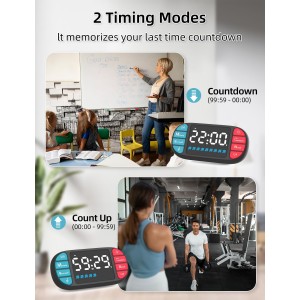 DOOMAY Digital Kitchen Visual Timer: 3.6'' Large LED Display, Magnetic, 3 Brightness, 4 Alarms and Volume, Memory Function, Countdown Count up for Cooking, Classroom, Home Gym, AAA Battery Included