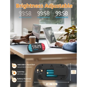 DOOMAY Digital Kitchen Visual Timer: 3.6'' Large LED Display, Magnetic, 3 Brightness, 4 Alarms and Volume, Memory Function, Countdown Count up for Cooking, Classroom, Home Gym, AAA Battery Included