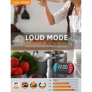 DOOMAY Digital Kitchen Visual Timer: 3.6'' Large LED Display, Magnetic, 3 Brightness, 4 Alarms and Volume, Memory Function, Countdown Count up for Cooking, Classroom, Home Gym, AAA Battery Included