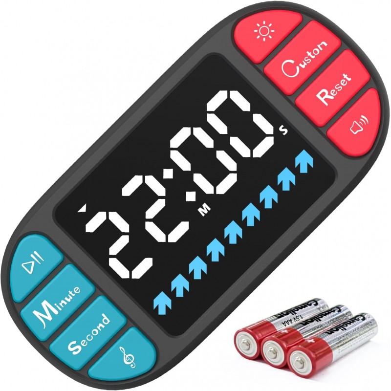 DOOMAY Digital Kitchen Visual Timer: 3.6'' Large LED Display, Magnetic, 3 Brightness, 4 Alarms and Volume, Memory Function, Countdown Count up for Cooking, Classroom, Home Gym, AAA Battery Included