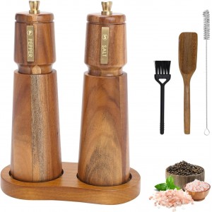 Wooden Salt and Pepper Grinder Set with ...