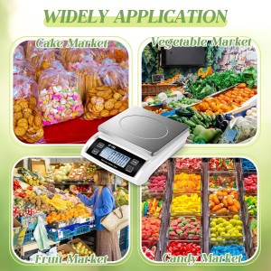 Large Digital Kitchen Scale 66LB 30kg Commercial Food Scale Stainless Bread Scale with LCD Display Commercial Weighing Devices for Baking Cooking(Silver)