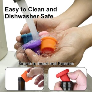 8 PCS MultiColor Silicone Wine Stoppers, Reusable Sparkling & Champagne Corks, Sealed Beverages Beer Bottle Caps, Keeps Wine Fresh