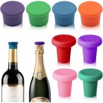 8 PCS MultiColor Silicone Wine Stoppers, Reusable Sparkling & Champagne Corks, Sealed Beverages Beer Bottle Caps, Keeps Wine Fresh