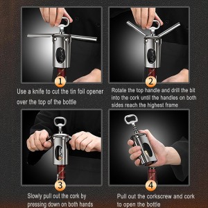 TsoLay Wing Corkscrews, Corkscrew Wine Opener, Wine Corkscrew Stainless Steel Bottle Openers with Ergonomic, High-Strength Drill Bit for Strong Penetration, for Restaurant Kitchen Home