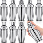 Nitial 9 Pcs Bar Cocktail Shaker Professional Stainless Steel Martini Drink Mixer Built-in Strainer for Bartending No Leaks Boston Shaker for Bar Party Drink Tool(Silver,11.8 oz)