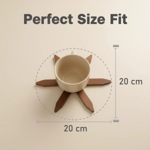 Walnut Tree Table Mat,Wooden Table Mat Tree,Foldable Trivets for Hot Dishes,Non-Slip Heat Insulated Folding Wood Table Plate Mat (Walnut)