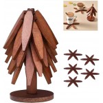 Walnut Tree Table Mat,Wooden Table Mat Tree,Foldable Trivets for Hot Dishes,Non-Slip Heat Insulated Folding Wood Table Plate Mat (Walnut)