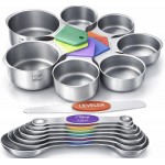 Magnetic Measuring Cups and Spoons Set304 Stainless Steel Dual Scale Set of 15, Strong N52 Magnetic Nesting Design with Leveler, for Dry&Liquid Ingredients, Dishwasher Safe(Colorful)
