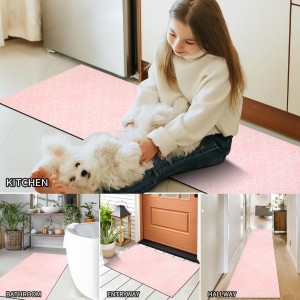 Kitchen Rugs Sets of 3 Non Slip Washable Pink Kitchen Mats for Floor 3 Piece Set Kitchen Rug Set Runner Rugs Absorbent for Hallways Home Party Decoration...
