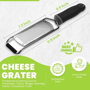 Stainless Steel Ultra Fine Cheese Grater Great for Hard Cheeses, Chocolate, Nutmeg, and Lemon Zest - EJKJ Kitchenware