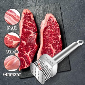 18/10 Stainless Steel Meat Tenderizer Tool, 24 Sharp Needles for Tenderizing Steak Chicken Pork Veal Barbecue Marinating