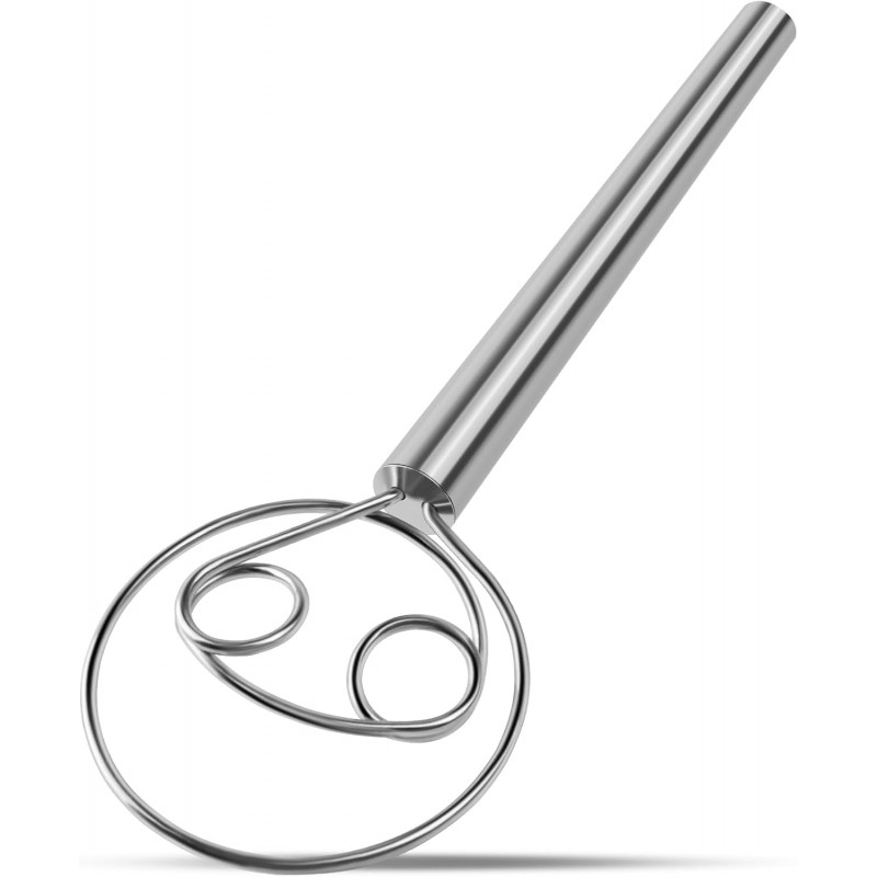 Danish Dough Whisk Stainless Steel Hook Dutch Bread Mixer Hand Tool for Sourdough Baking Making Blending Pastry Pizza
