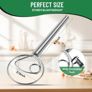 Danish Dough Whisk Stainless Steel Hook Dutch Bread Mixer Hand Tool for Sourdough Baking Making Blending Pastry Pizza