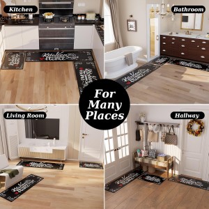 Kitchen Mats for Floor 3 Pieces Set, Non Slip Cushioned Runners Waterproof Comfort Kitchen Rugs and Mats Farmhouse Chef Mat Carpet for Sink,Laundry Room
