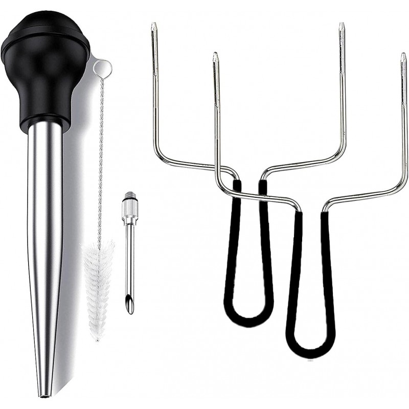 Good Grip Turkey Lifters and Baster Set, 3-Piece Thanksgiving Turkey Serving Set, 2-Prong Poultry Forks, Easily Lift Large Meats
