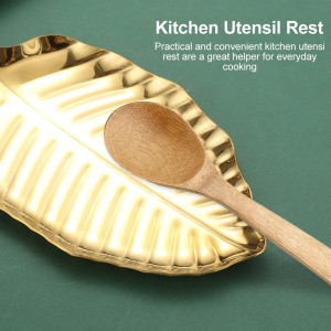 Gold Spoon Rest for Kitchen Counter, Spatula Spoon Ladle Utensil Holder, Stainless Steel Spoon Holder for Stove Top, Spoon Rest for Ladles, Tongs & Spatula