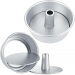 Angel Food Cake Pan Set of 2, 8 Inch Non-Stick Chiffon Cake Tube Pan with Removable Bottom, Aluminium Round Cake Pan Pound Cake Baking Tin for Baking Chiffon Cake