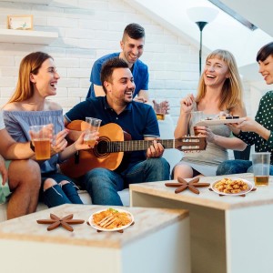 Wooden Trivets for Hot Dishes, Hot Dish Coaster with Tree-Shaped Wood Collapsible Hot Pad Trivet Tree for Restaurant, 4 Wooden Trivet + 1 Stand（Walnut Wood）