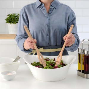 12'' Birch Pasta Forks, 2-Pack - Hand Shaped Spaghetti Server with Measuring Hole for Perfect One-Serving Portion, Natural Wood Cooking Utensils for Pasta Salad, Long Handle Noodle Spoon