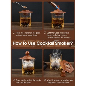 23Pcs Whiskey Smoker Kit with Torch-12 Wood Chips, Ice Ball Mold, Cocktail Smoker Infuser Kit, Old Fashioned Drink Smoker Kit, Birthday Bourbon Whiskey Gifts for Men,Dad,Him, Valentine's Day Gifts