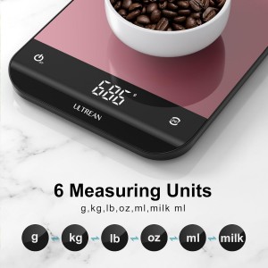 Ultrean Food Scale, Digital Kitchen Scale with LED Display, Weight Grams and Ounces for Baking Cooking, 6 Units with Tare Function, 11lb (Batteries Included)