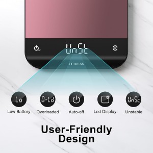 Ultrean Food Scale, Digital Kitchen Scale with LED Display, Weight Grams and Ounces for Baking Cooking, 6 Units with Tare Function, 11lb (Batteries Included)