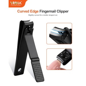 Nail Clippers with Glass Nail File, YRBIA Ultra Sharp Nail Clipper Set, Professional Fingernail & Toenail Clippers Nail Cutter for Men and Women (Black)