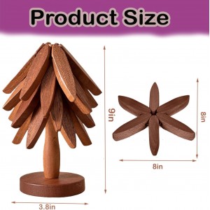 Tree Coasters Set of 4 - Wooden Trivets for Hot Dishes, Pot, Bowl, Coffee, Teapot (Brown-4)