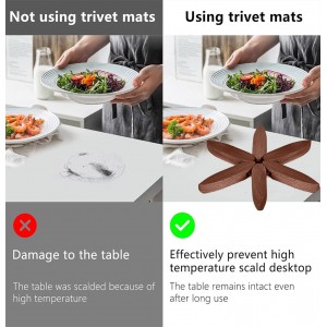 Tree Coasters Set of 4 - Wooden Trivets for Hot Dishes, Pot, Bowl, Coffee, Teapot (Brown-4)