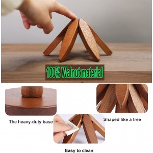 Tree Coasters Set of 4 - Wooden Trivets for Hot Dishes, Pot, Bowl, Coffee, Teapot (Brown-4)