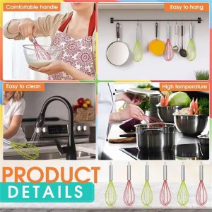 48 Sets 10 Inch Whisks Bulk DIY Fillable Whisk Gifts Colored Silicone Whisks for Cooking Heat Resistant Egg Beaters for Candy Holder Party Favors