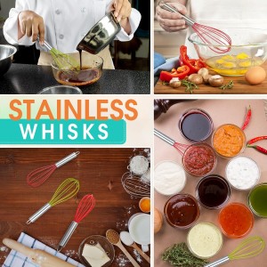 48 Sets 10 Inch Whisks Bulk DIY Fillable Whisk Gifts Colored Silicone Whisks for Cooking Heat Resistant Egg Beaters for Candy Holder Party Favors