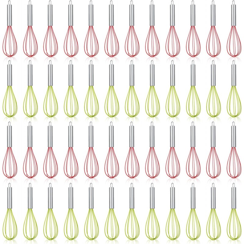 48 Sets 10 Inch Whisks Bulk DIY Fillable Whisk Gifts Colored Silicone Whisks for Cooking Heat Resistant Egg Beaters for Candy Holder Party Favors