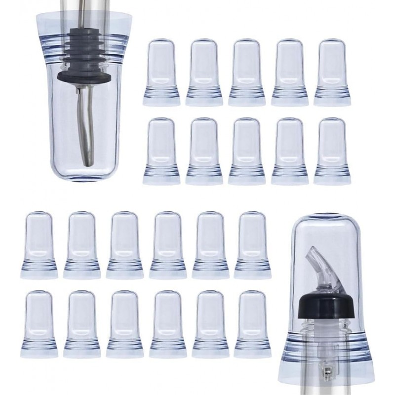 Esatto 24 Pieces Pour Spout Covers - Translucent Liquor Bottle Toppers, Universal Bottle Pour Dispenser, Liquor Bottle Covers Bottle Cover Dust for Home Kitchen Tools Supplies