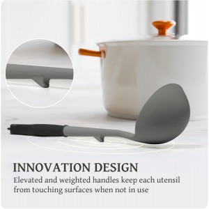 Kikcoin 43Pcs Large Kitchen Utensils Set - Silicone Cooking Utensils Set, Dishwasher Safe Spatula Set for Non-stick Cookware, 446°F Heat Resistant Kitchen Utensils Set with Holder BPA Free, Grey