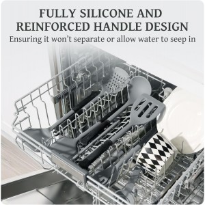 Kikcoin 43Pcs Large Kitchen Utensils Set - Silicone Cooking Utensils Set, Dishwasher Safe Spatula Set for Non-stick Cookware, 446°F Heat Resistant Kitchen Utensils Set with Holder BPA Free, Grey