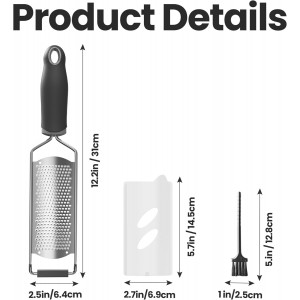 Cheese Grater, Lemon Zester, Fine Cheese Grater with Handle, Width 2.5 inch