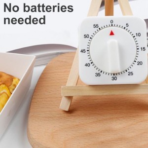 White Timer Clock Square 60-Minute Mechanical Kitchen Timer Wind up Visual Cooking Clock with Loud Alarm No Batteries Required Ideal for Cooking Baking and Kitchen