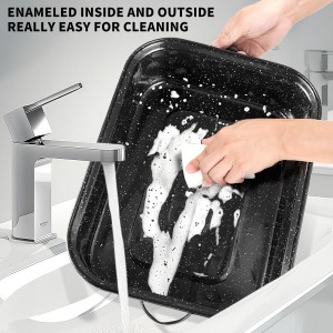 JY COOKMENT Roasting Pan With Lid and Rack, 21' Rectangular, 25lb Turkey Roaster Pot, Large Oven Roaster Tray, V-Rack and Versatile Lid Bone Turkey Baster