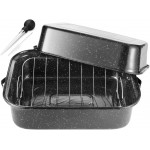 JY COOKMENT Roasting Pan With Lid and Rack, 21' Rectangular, 25lb Turkey Roaster Pot, Large Oven Roaster Tray, V-Rack and Versatile Lid Bone Turkey Baster