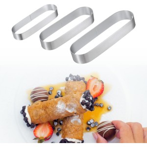 uxcell 3pcs Oval Cake Rings 5.1 x 1.8 Inch Stainless Steel Cake Pastry Molds Nonstick Baking Ring for Cake Dessert Molding, Mousse Pastries Making, Silver Tone