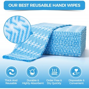 Handi Wipes Reusable Cloths Disposable Cleaning Towels Dry Kitchen Wipes Reusable Dish Towel Washcloths Dry Fast Multi-Purpose Heavy Duty Towels, Thick and Absorbnet 40 Count/Pack, Blue