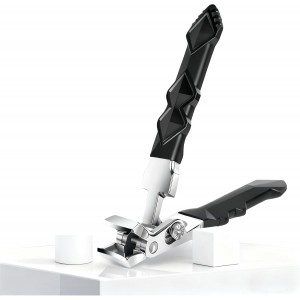 Black Long Handle Nail Clippers for Seniors Non-Slip Wide Jaw Opening Prevent Splashing Toenail Clippers with Catcher for Men for Thick Nails Ergonomic Curve Angled Head Toe Nail Clipper Sharp（1pcs）