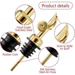 Olive Oil Dispenser Spout,Stainless Steel Automatic Flip-Top Pour Spout with Stopper for Olive Oil Bottle – Kitchen and Cocktail Pourer,6 Pack Gold