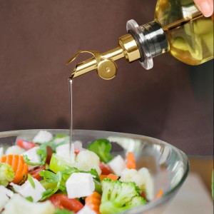 Olive Oil Dispenser Spout,Stainless Steel Automatic Flip-Top Pour Spout with Stopper for Olive Oil Bottle – Kitchen and Cocktail Pourer,6 Pack Gold