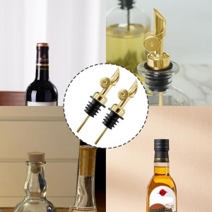 Olive Oil Dispenser Spout,Stainless Steel Automatic Flip-Top Pour Spout with Stopper for Olive Oil Bottle – Kitchen and Cocktail Pourer,6 Pack Gold